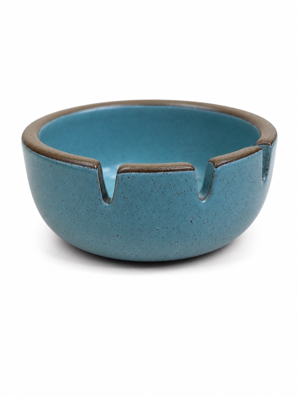 Vintage Heath Ceramics 3 Notch Safety Ashtray Aqua Blue Speckled MCM CA